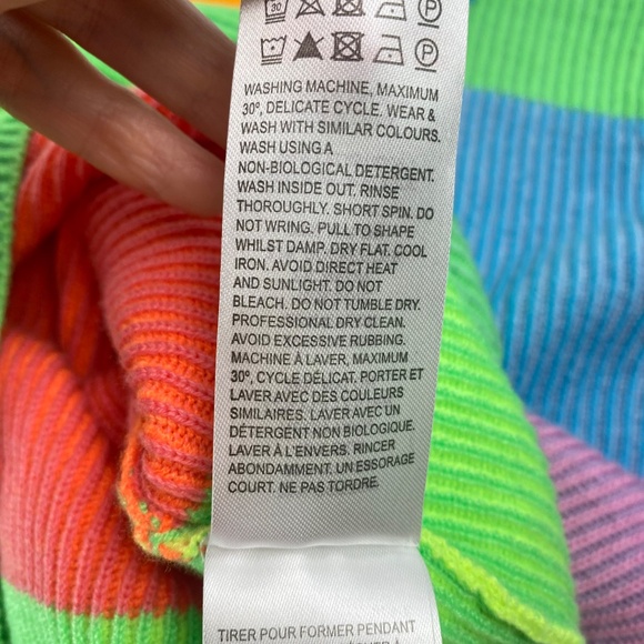 WISPR By Brodie Cotton Silk Blend Sweater Neon Yarn Crew Neck Size M - Picture 5 of 9